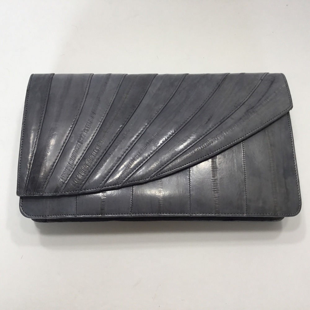 Vintage 1970s Women's‎ Eel Skin Clutch Handbag and Wallet with Detachable Strap
